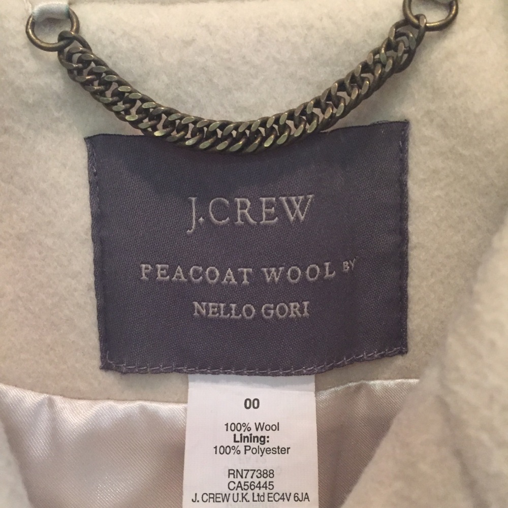J. Crew Cream Double-Breasted Pea Coat with Black Trim - Picture 3 of 3